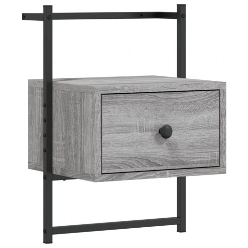 Væghængt sengebord 35x30x51 cm konstrueret træ grå sonoma-eg