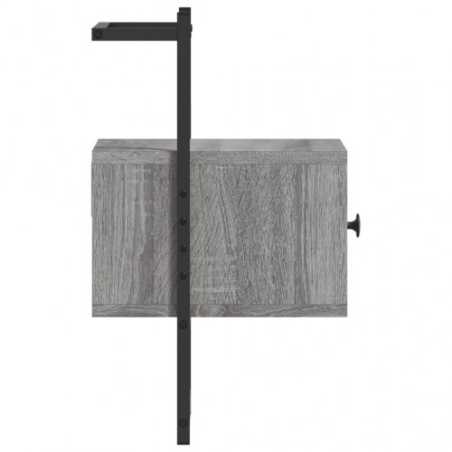 Væghængt sengebord 35x30x51 cm konstrueret træ grå sonoma-eg