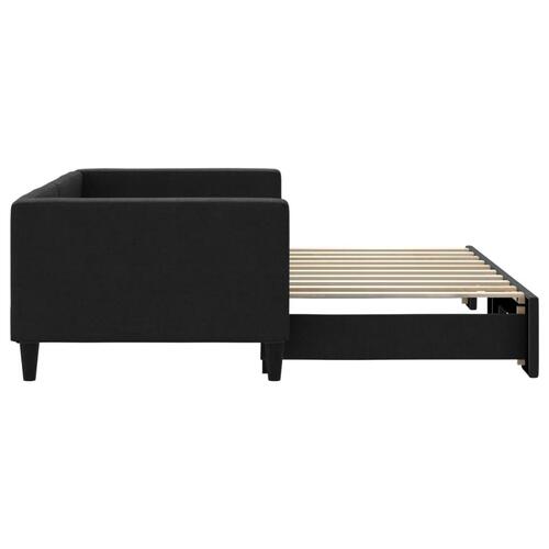 Daybed med udtræk 90x190 cm stof sort