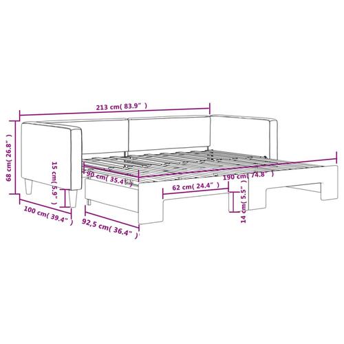 Daybed med udtræk 90x190 cm stof sort