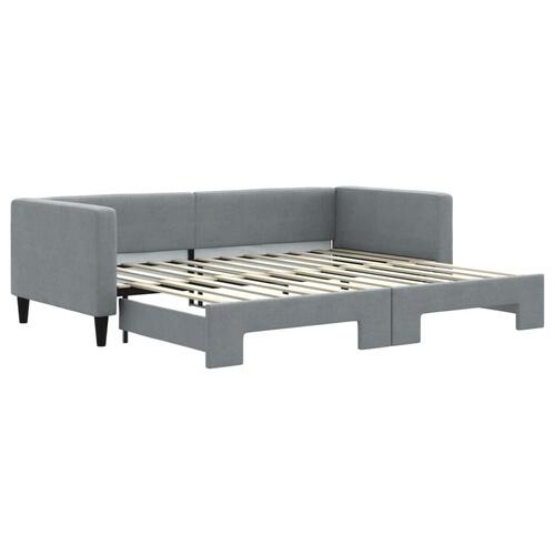 Daybed med udtræk 90x200 cm stof lysegrå