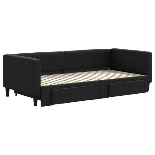 Daybed med udtræk og skuffer 90x190 cm stof sort