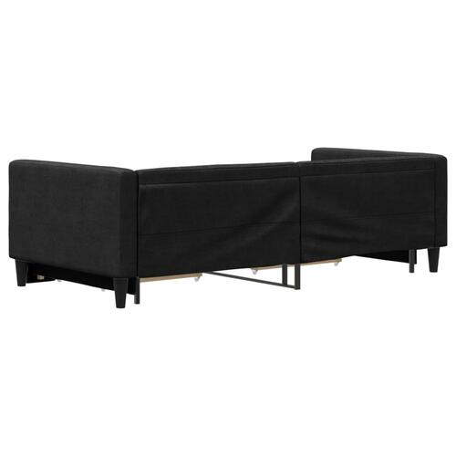 Daybed med udtræk og skuffer 90x190 cm stof sort