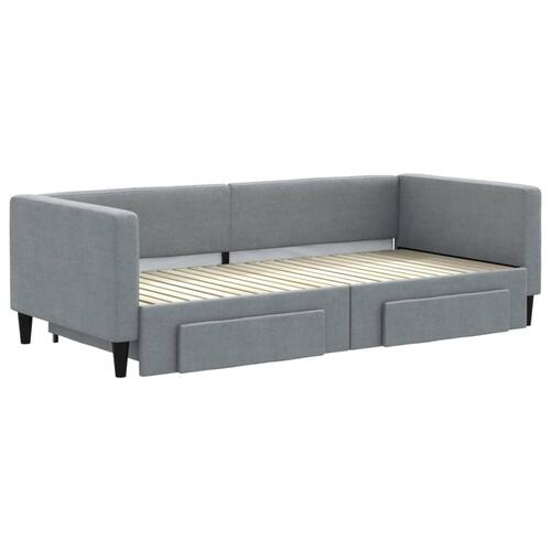 Daybed med udtræk og skuffer 90x200 cm stof lysegrå