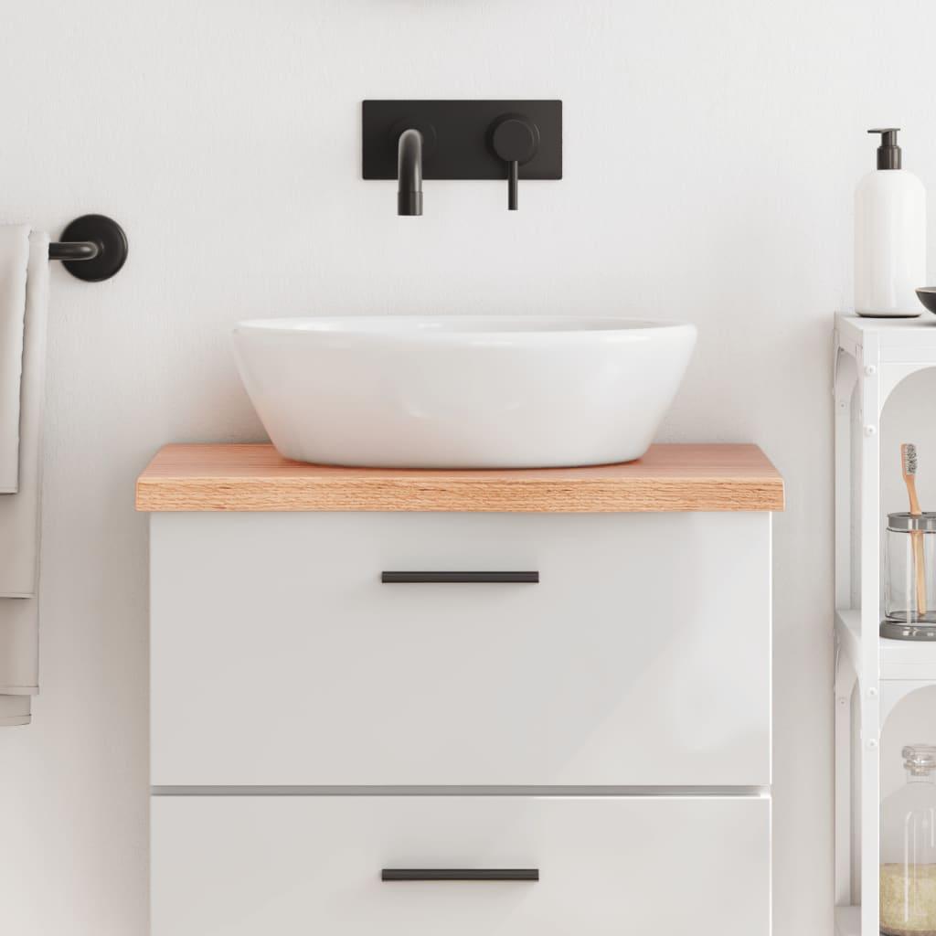Bordplade til badeværelse 60x40x(2-4) cm massivt træ lysebrun