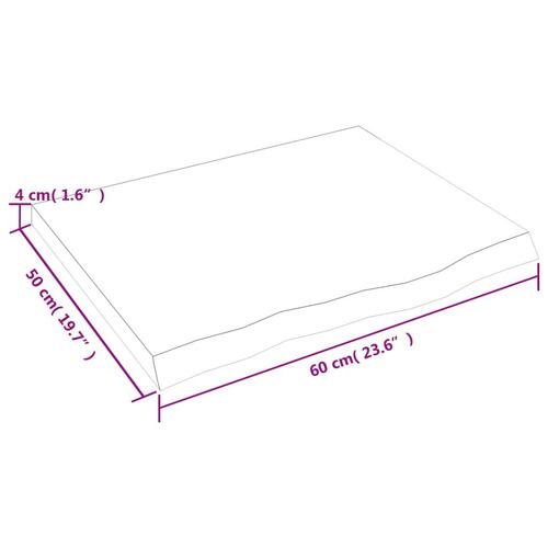 Bordplade til badeværelse 60x50x(2-4) cm massivt træ lysebrun