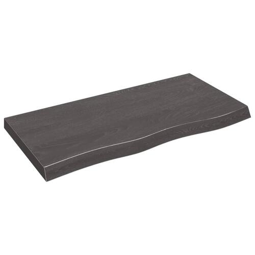 Bordplade til badeværelse 100x50x(2-6) cm massivt træ mørkebrun