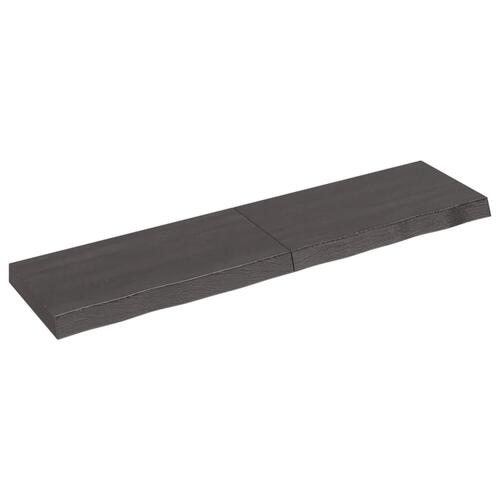 Bordplade til badeværelse 120x30x(2-6) cm massivt træ mørkebrun