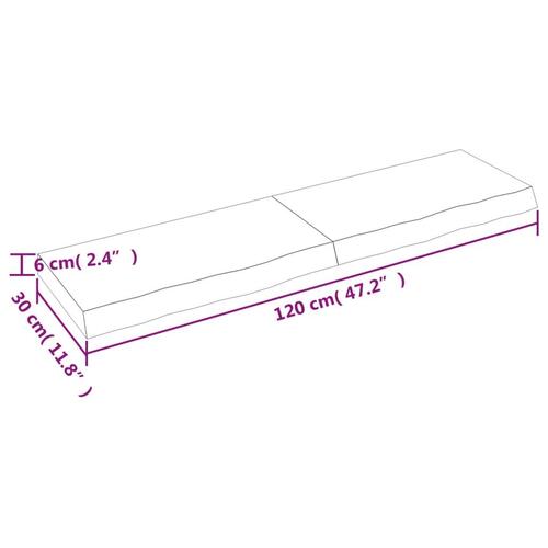 Bordplade til badeværelse 120x30x(2-6) cm massivt træ mørkebrun