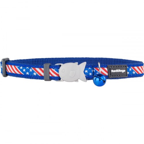 Red Dingo kattehalsbånd - US Flag, blå (20-32 cm)