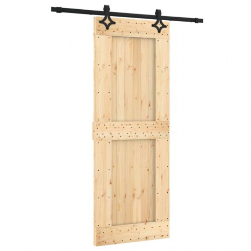 Skydedør med monteringssæt 80x210 cm massivt fyrretræ