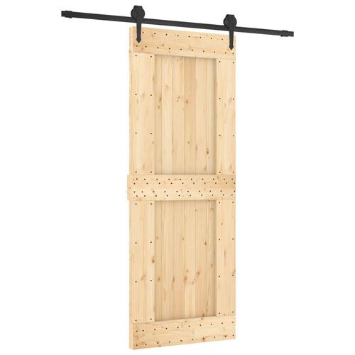 Skydedør med monteringssæt 80x210 cm massivt fyrretræ