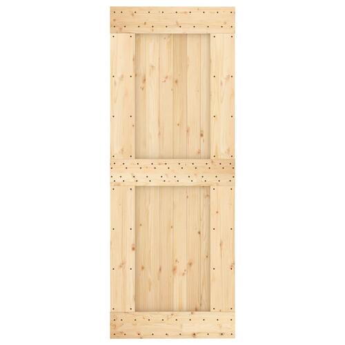 Skydedør med monteringssæt 80x210 cm massivt fyrretræ