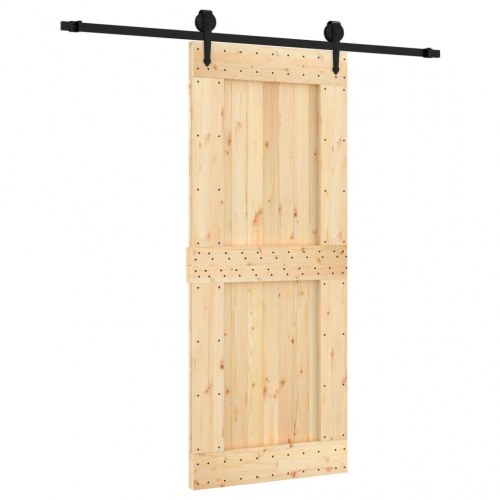 Skydedør med monteringssæt 85x210 cm massivt fyrretræ