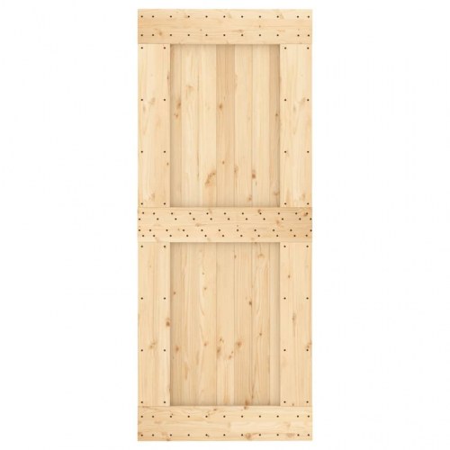 Skydedør med monteringssæt 85x210 cm massivt fyrretræ