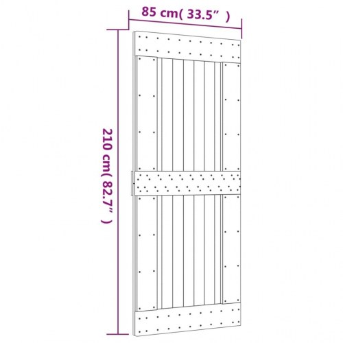Skydedør med monteringssæt 85x210 cm massivt fyrretræ