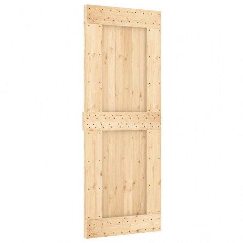 Skydedør med monteringssæt 80x210 cm massivt fyrretræ