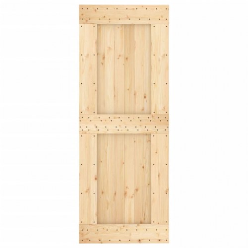 Skydedør med monteringssæt 80x210 cm massivt fyrretræ