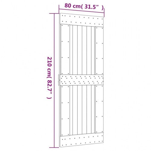 Skydedør med monteringssæt 80x210 cm massivt fyrretræ