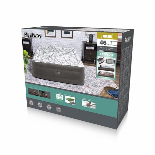 luftmadras med indbygget pumpe 203x152x46 cm