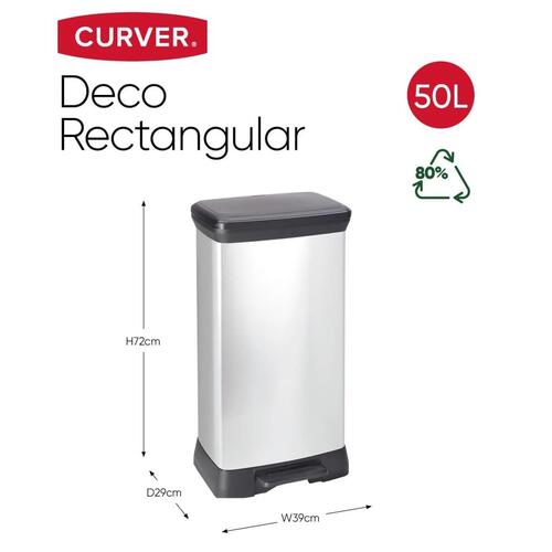 Curver pedalspand Deco 50 l sølvfarvet