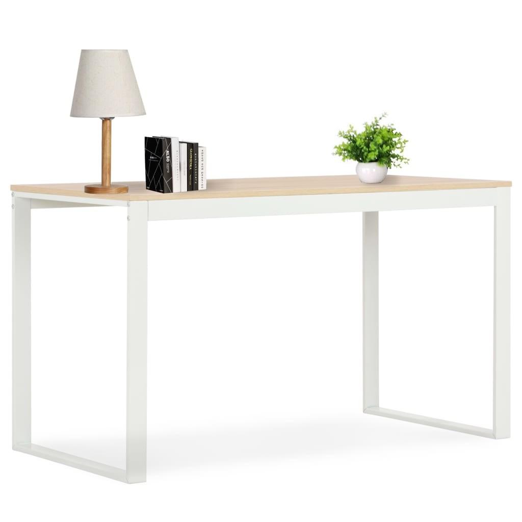 Computerbord 120x60x70 cm hvid og egetræsfarve
