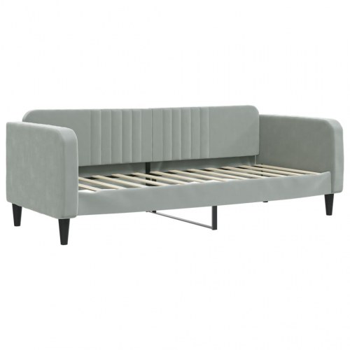 Daybed med madras 80x200 cm velour lysegrå
