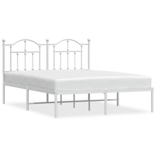 Sengeramme i metal med sengegavl 135 x 190 cm - hvid