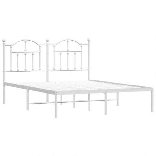 Sengeramme i metal med sengegavl 135 x 190 cm - hvid