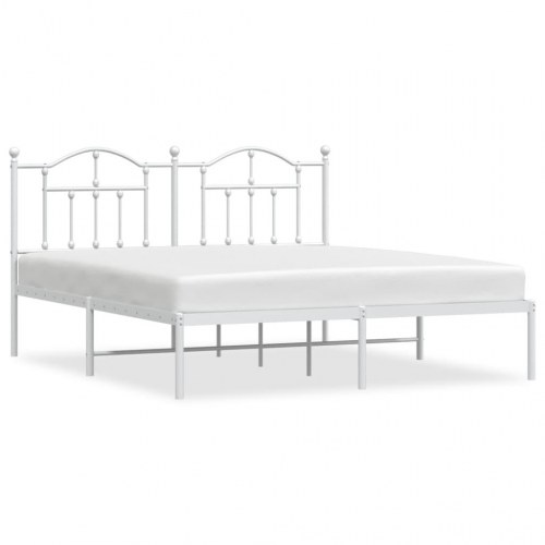 Sengeramme med sengegavl i metal 183 x 213 cm - hvid