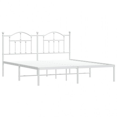 Sengeramme med sengegavl i metal 183 x 213 cm - hvid