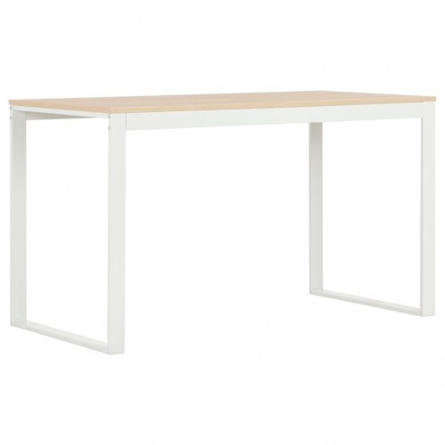 Computerbord 120x60x70 cm hvid og egetræsfarve
