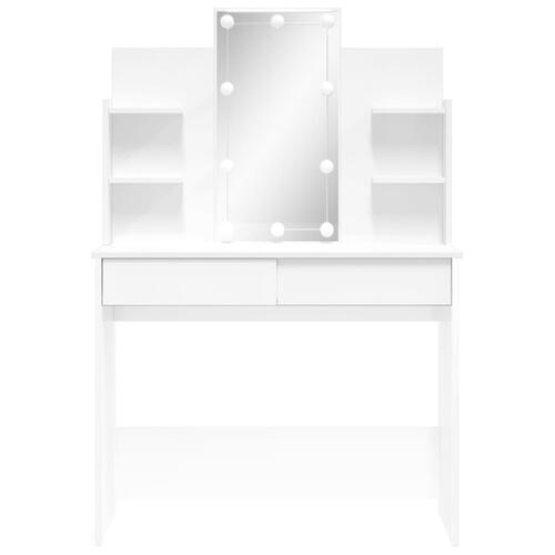 Makeupbord med LED-lys 96x40x142 cm hvid højglans
