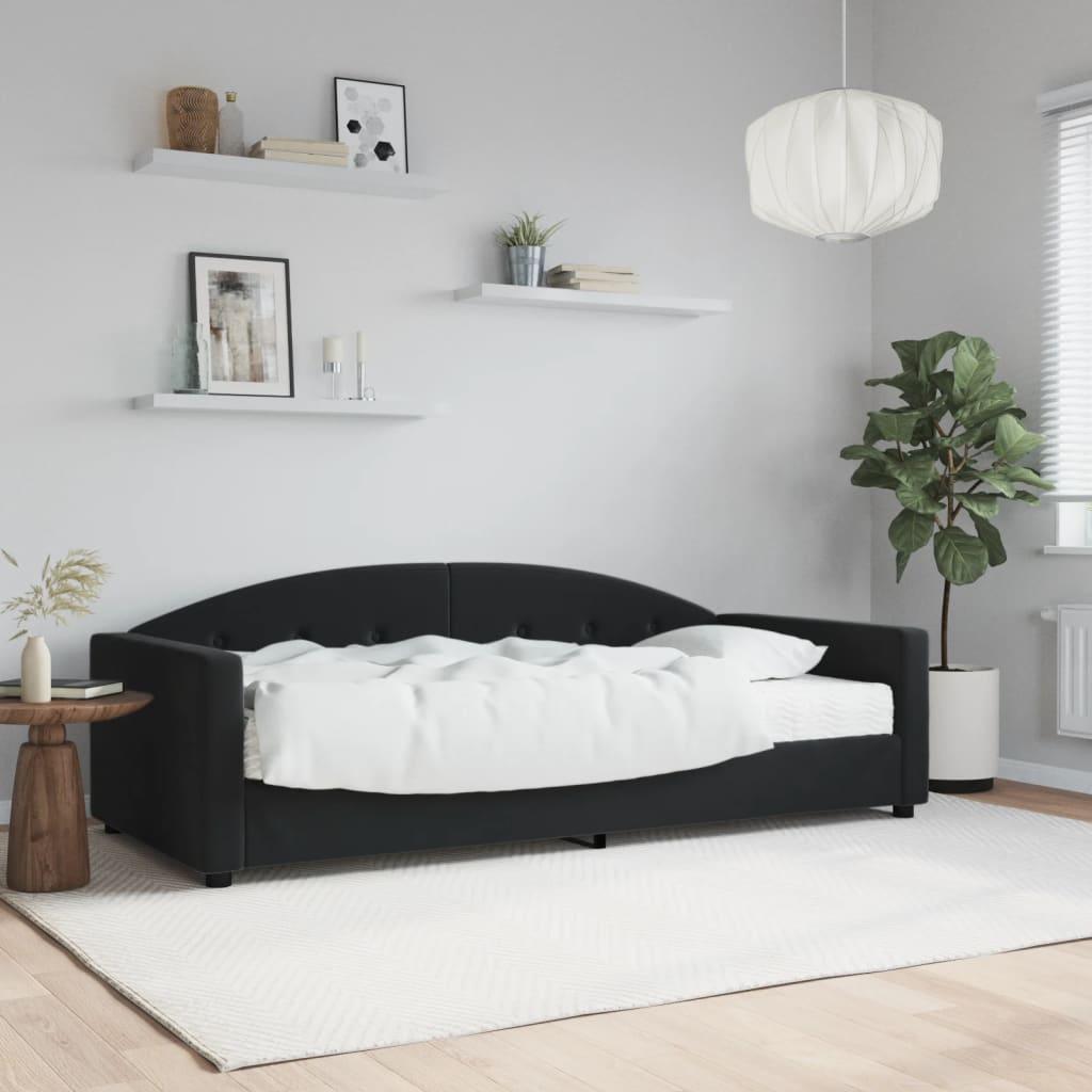 Daybed med madras 90x190 cm velour sort billede
