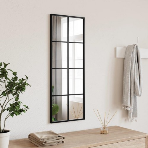 Rektangulært vægspejl 30×80 cm - sort jernramme