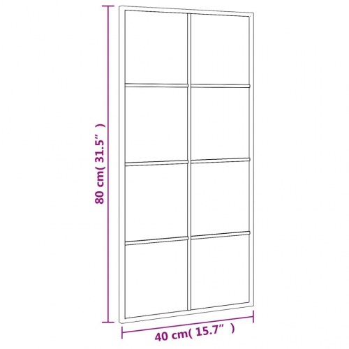 Vægspejl 40 × 80 cm - rektangulært med sort jernramme