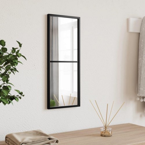 Rektangulært vægspejl 20×50 cm - sort jernramme