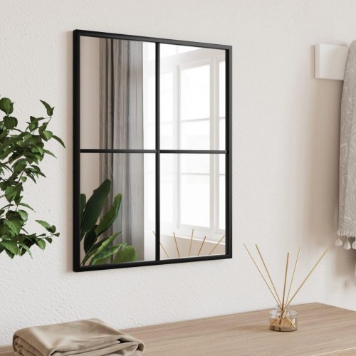 Vægspejl 40×50 cm - rektangulært med sort jernramme