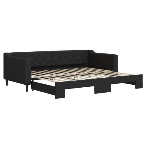 Daybed med udtræk 90 x 200 cm stof - sort