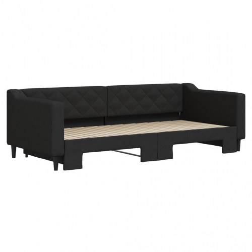 Daybed med udtræk 90 x 200 cm stof - sort