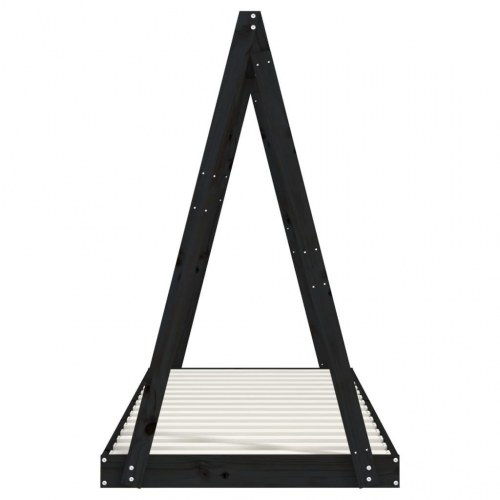 Sengeramme til juniorseng 80x200 cm massivt fyrretræ sort