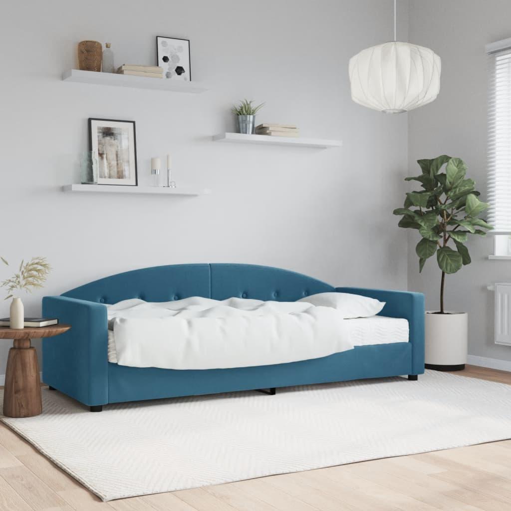 Daybed Velour Blå - med madras / 80 x 200 cm