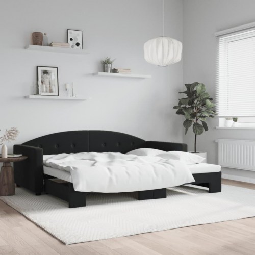 Dagseng med udtræk 90 x 200 cm velour - sort