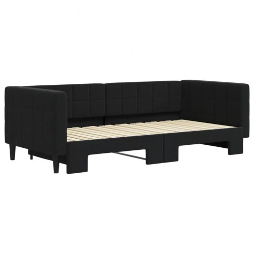 Daybed med udtræk 90 x 190 cm - sort velour