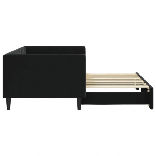 Daybed med udtræk 90 x 190 cm - sort velour
