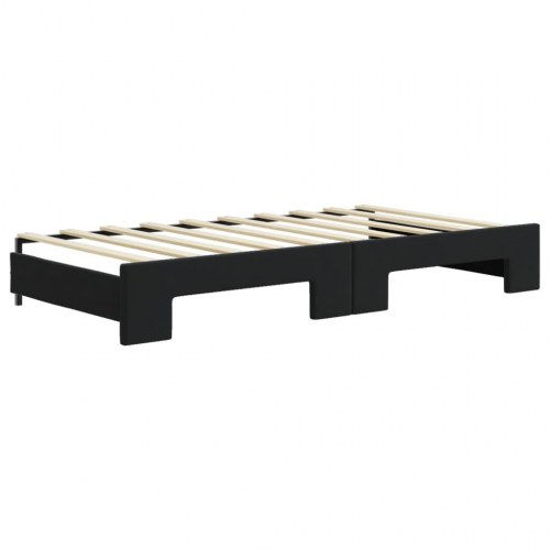 Daybed med udtræk 90 x 190 cm - sort velour