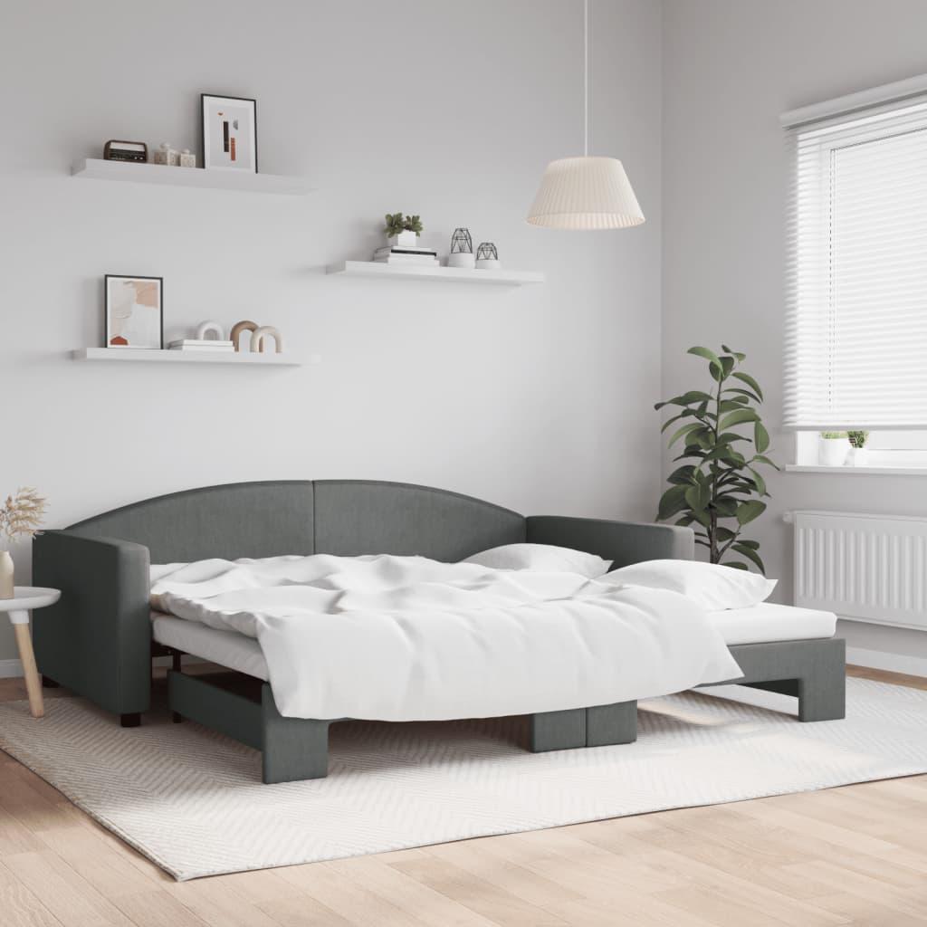 Daybed med udtræk 100x200 cm stof mørkegrå billede