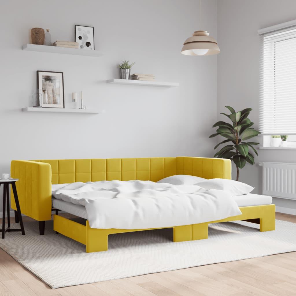 Daybed Med Udtræk 90x200 Cm Velour Gul