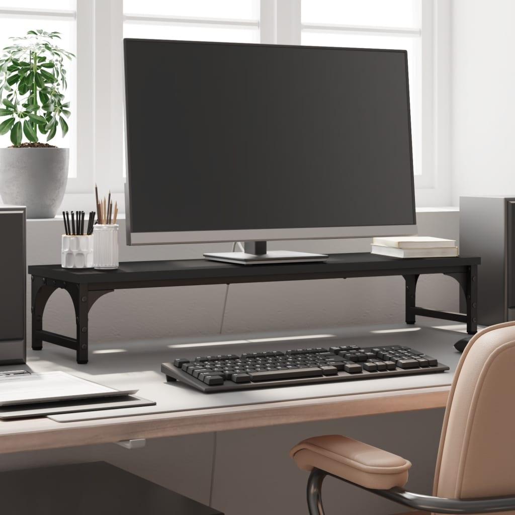 Skærmstander 85x23x15 Konstrueret Træ Sort
