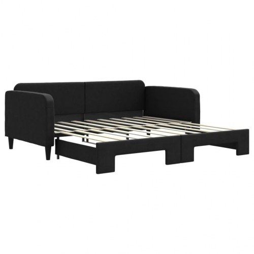 Daybed med udtræk 90x190 cm - stof, sort